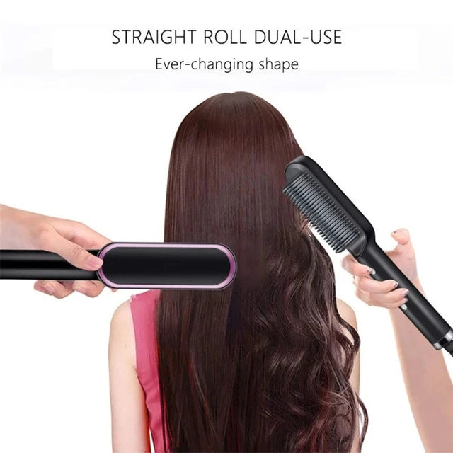 Hair Straightener Brush Curling Comb 2 In 1